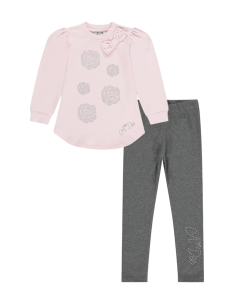A Dee Winter Rose &#039;Truth&#039; Pink Long Sleeve Top &amp; Grey Legging Set