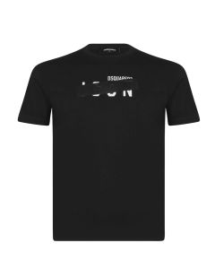 DSQUARED2 ICON Kids Black T-Shirt With Black Tape Effect