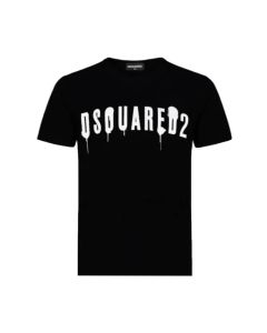 DSQUARED2 Black With White 'Spray Paint' Printed Logo T-shirt
