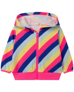 Billieblush Girls Pink Bold Stripe Rainbow Zip-Up Top