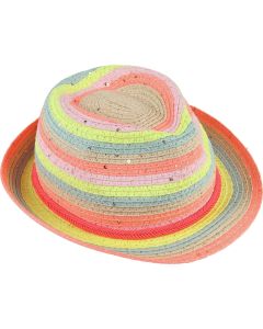 Billieblush Pink & Yellow Stripe Straw Hat