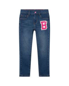 Billieblush Girls Blue Denim Glitter Letter  Jeans