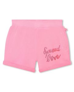 Billieblush Girls Pink Cotton 'Spread Love' Shorts