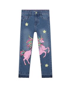Billieblush Girls Blue Denim Slim Fit Unicorn Jeans