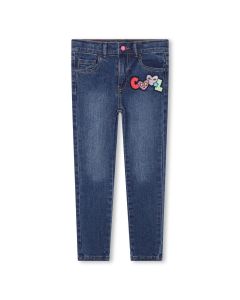 Billieblush Girls Blue Cotton Embroidered  &#039;Cool&#039; Patch Jeans