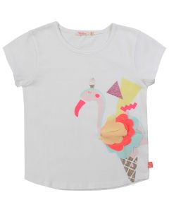 Billieblush White Cotton Flamingo T-Shirt