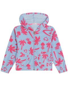 Billieblush Girls Blue Palm Tree Towelling ZiP- Up Hooded Jacket