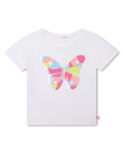 Billieblush Girls White Sequinned Butterfly T-Shirt
