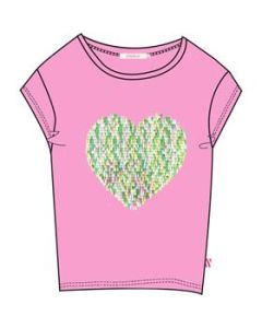Billieblush Girls Pink Sequinned Sparkly Heart T-Shirt