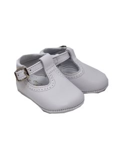 Pretty Originals Girls White Leather T-Bar Buckled Shoes