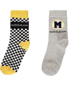 Mitch & Son Boys Grey and Black Weston Socks (2 Pack)