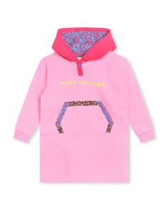 MARC JACOBS Girls Pink &amp; Leopard Print Cotton Hoodie Dress