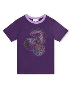 MARC JACOBS Girls Purple Cotton Sparkling Logo T-Shirt