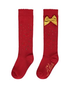 A'Dee 'CEE-CEE' Bow & Diamanté Red Knee High Socks