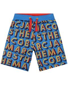 THE MARC JACOBS Boys Blue Cotton All-Over Logo Jersey Shorts
