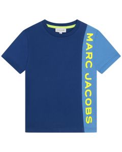 MARC JACOBS Boys Dark Blue Cotton Yellow Logo T-Shirt
