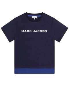 MARC JACOBS Boys Royal Blue Trim Organic Cotton Navy T-Shirt