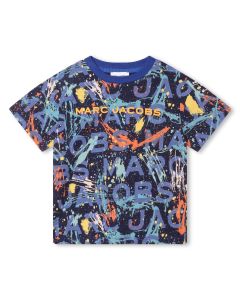 MARC JACOBS Boys Dark Blue Coloured Paint T-Shirt