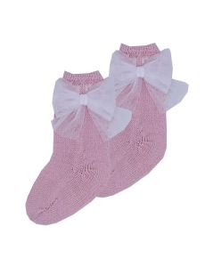 Rahigo Girls Pink/White Tulle Bow Socks