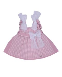 Rahigo Girls Pink/White Drop Waist Dress