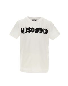 Moschino KidS White T-Shirt With Large Black Embroidered Logo