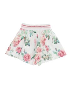 Monnalisa Girls White Floral Rose Shorts