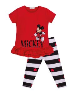 Everything Must Change Disney Mickey Mouse Red T-shirt With Striped Leggings