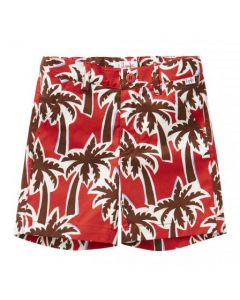 IL Gufo Boy's Cotton Madras Print Red Bermuda Shorts