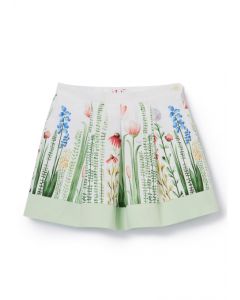 Il Gufo Green Floral Print  Skirt