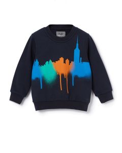 Il Gufo Blue City Print Sweatshirt