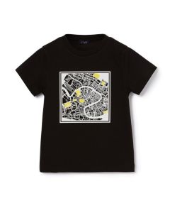 Il Gufo Boys Black Cotton Urban Map T-Shirt