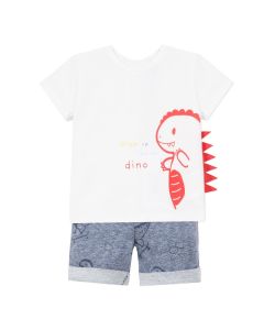 3Pommes Boy's 2 Piece Dinosaur T-Shirt and Short Set