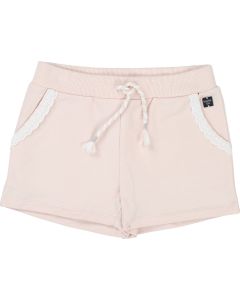 Carrément Beau Girls Pink Jersey Lace Trimmed Shorts