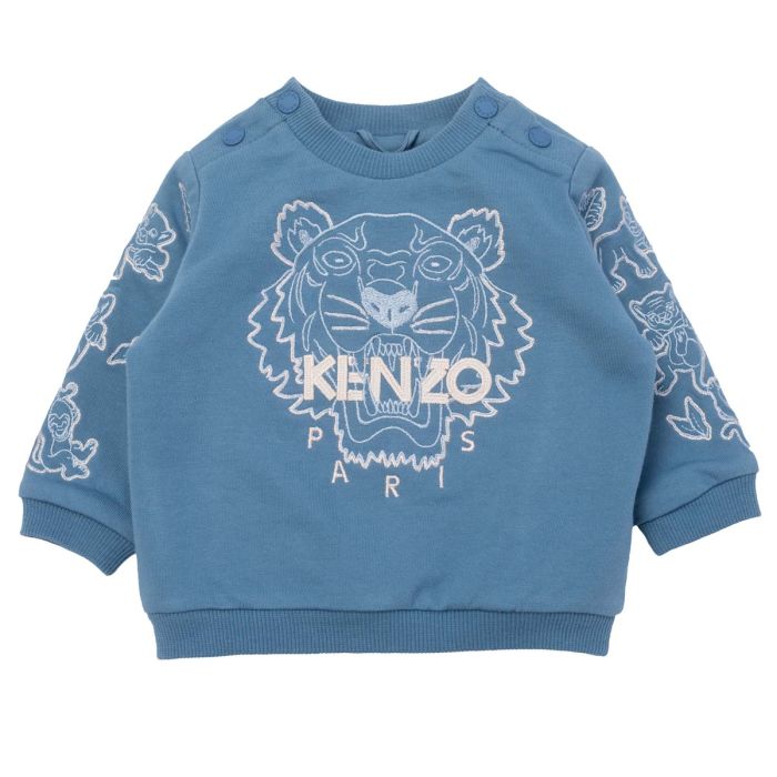 staart Waakzaamheid Viskeus KENZO KIDS Baby Boys Blue Iconic Tiger Ivory Logo Sweatshirt