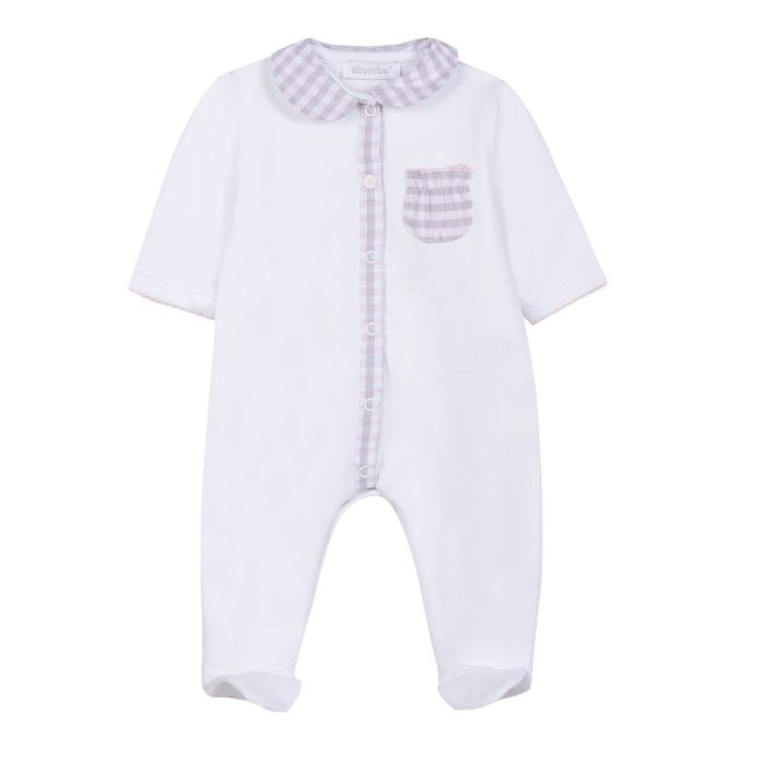 Absorba Baby Girl's White Babygrow with Gingham Collar
