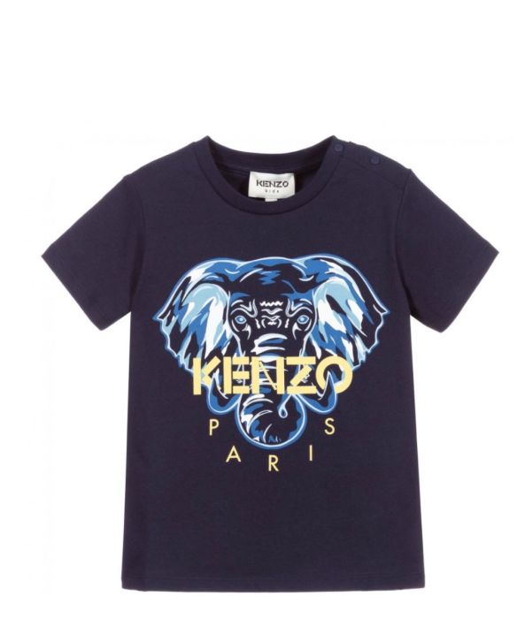 KENZO KIDS Baby Boys Navy Cotton Elephant T-Shirt
