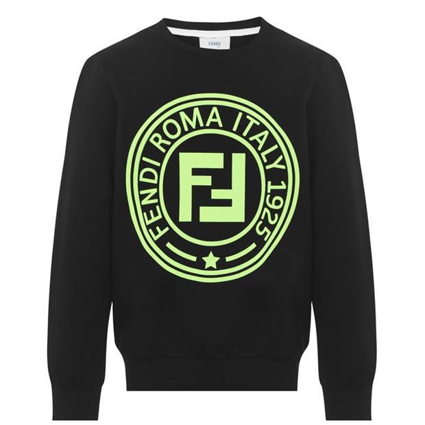 Fendi Neon Yellow Fendi Roma Sweatshirt in Black