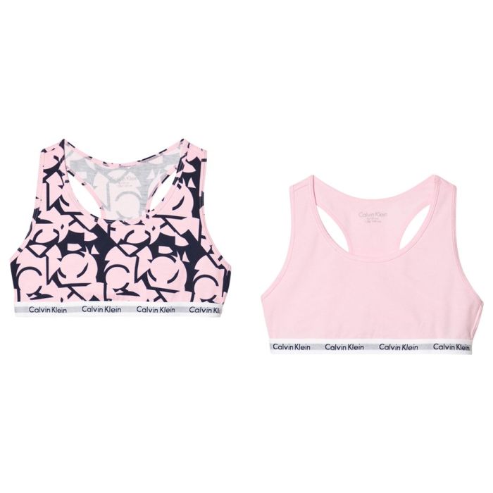 Calvin Klein Girls Pink & Printed Crop Tops (2 Pack)