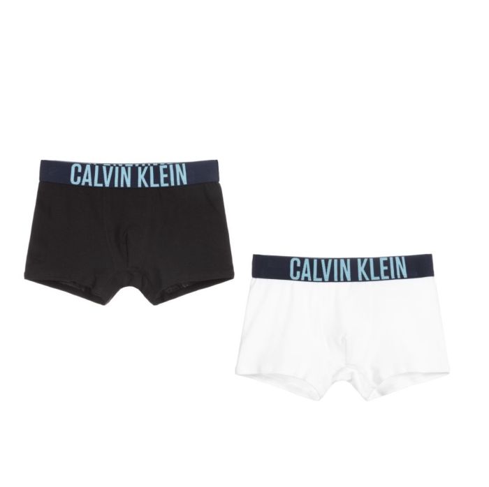 Calvin Klein White & Black Pale Blue Logo Boxers (2 Pack)