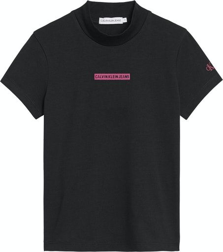 Calvin Klein Girls Black With Raspberry Logo T-Shirt