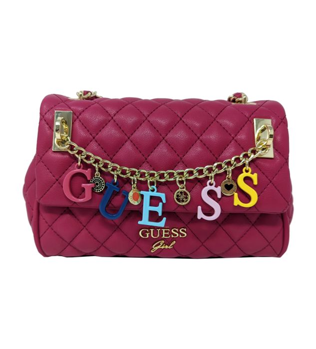 Guess Purple Leather Handbag in Red