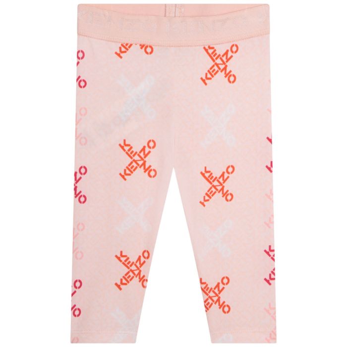 KENZO KIDS Girls Pink Cotton Small X Logo Leggings