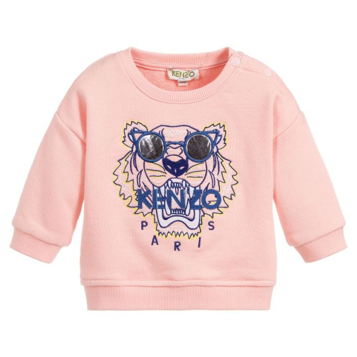 Roble oscuro Aumentar Kenzo Kids Baby Pink Girls TIGER Sunglasses Sweatshirt