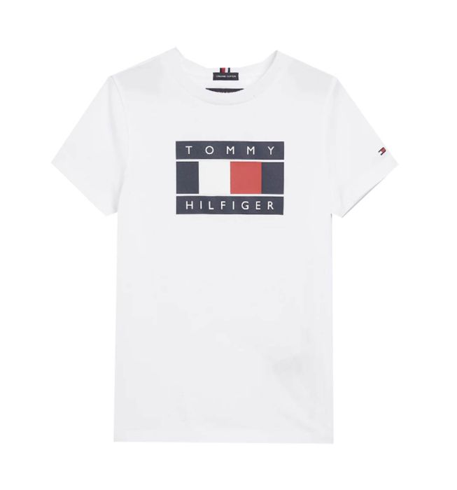 lager På jorden krave Tommy Hilfiger Boys White Global Stripe Flag T-shirt