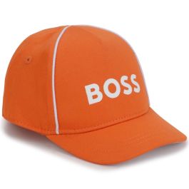 White Cap Boys Cotton BOSS Logo Orange