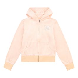 Juicy Couture Girls Orange Velour Zip Up Hooded Jacket With Diamante Detail