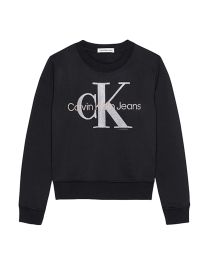 Girls black sweatshirt with metallic monogram logo